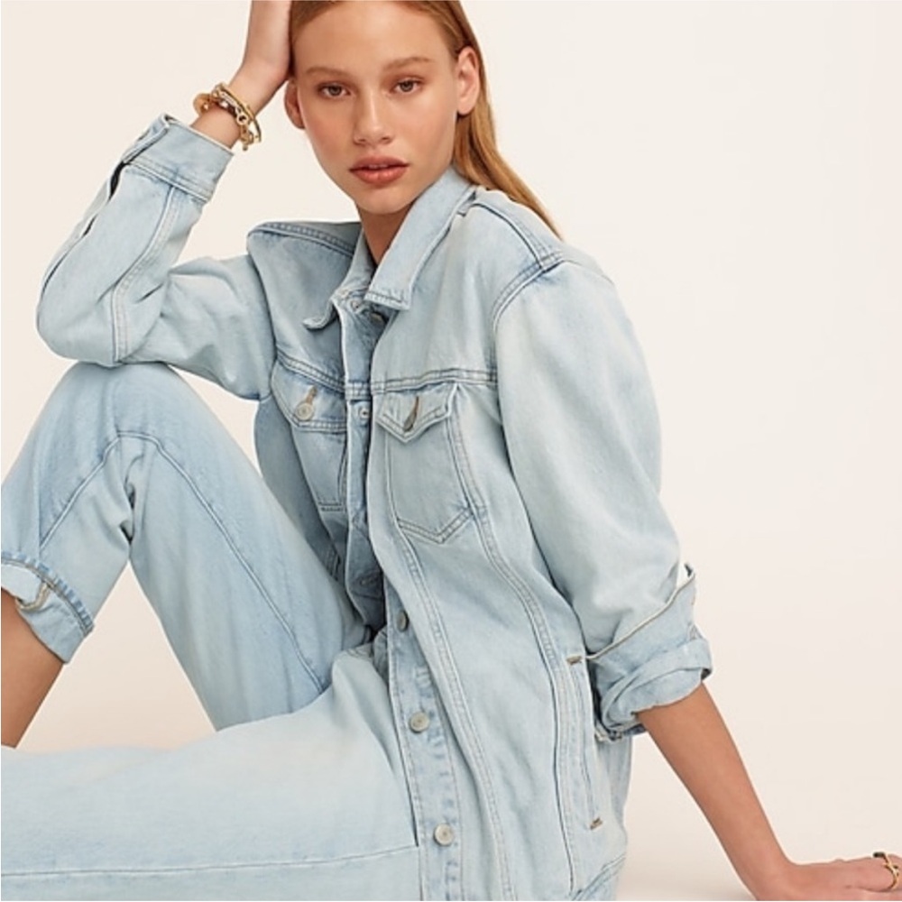 J Crew Light Wash Denim Jacket Womens S Hipster Trucker